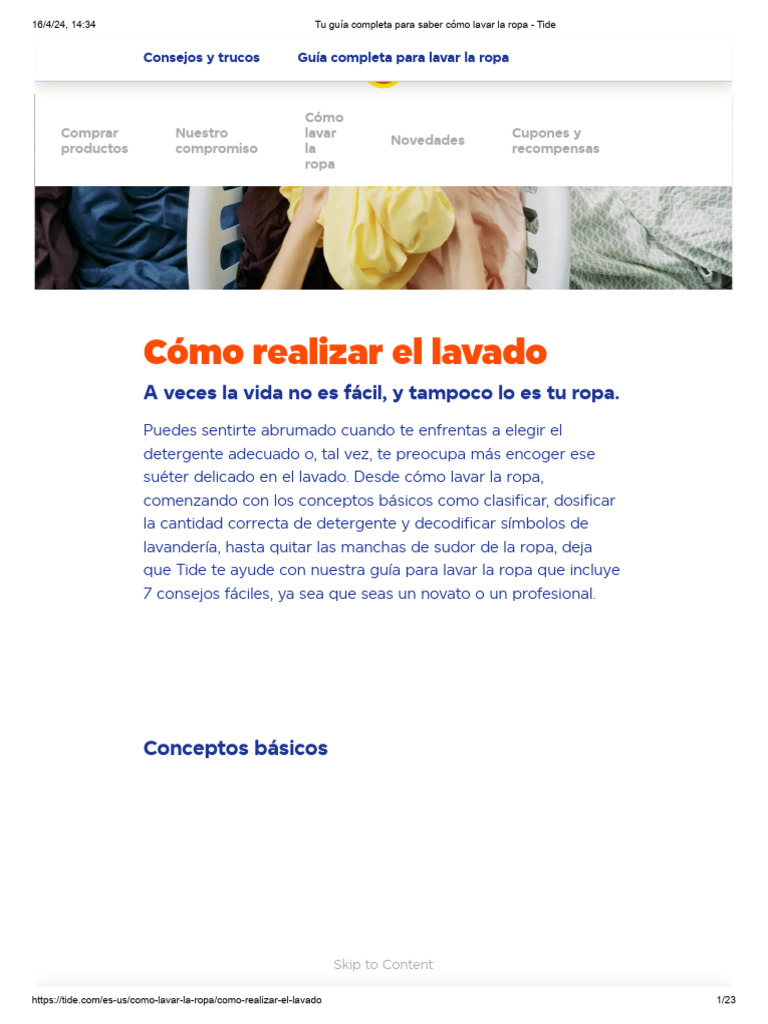 Tu Guía Completa para Saber Cómo Lavar La Ropa - Tide | PDF | Textiles ...