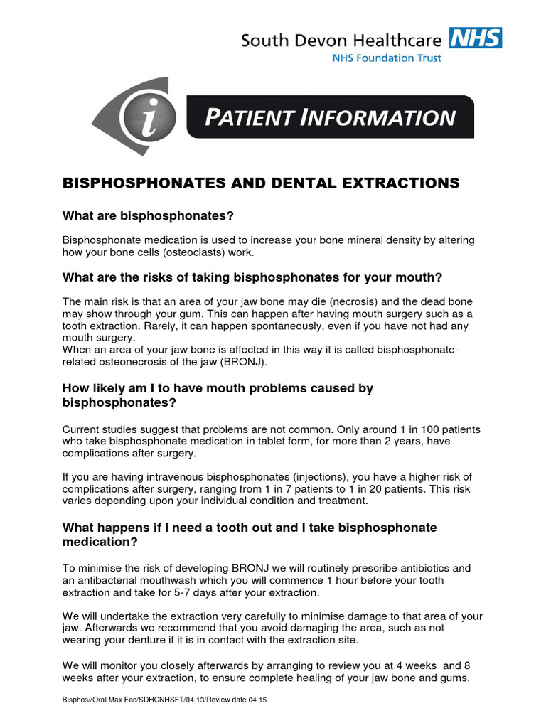Bisphosphonates and Dental Extractions Download Free PDF Mouth