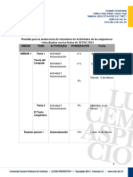 Calendario de Actividades de Español - I Periodo Del 2024