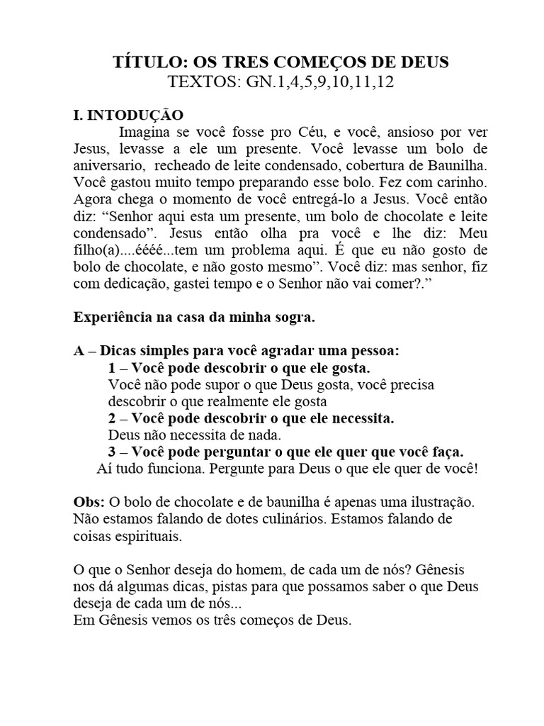 Texto Completo Do Livro Para A Gravação Do Dvd Pdf Adão E Eva Deus