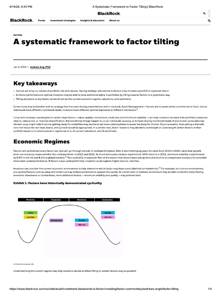 A Systematic Framework To Factor Tilting | PDF