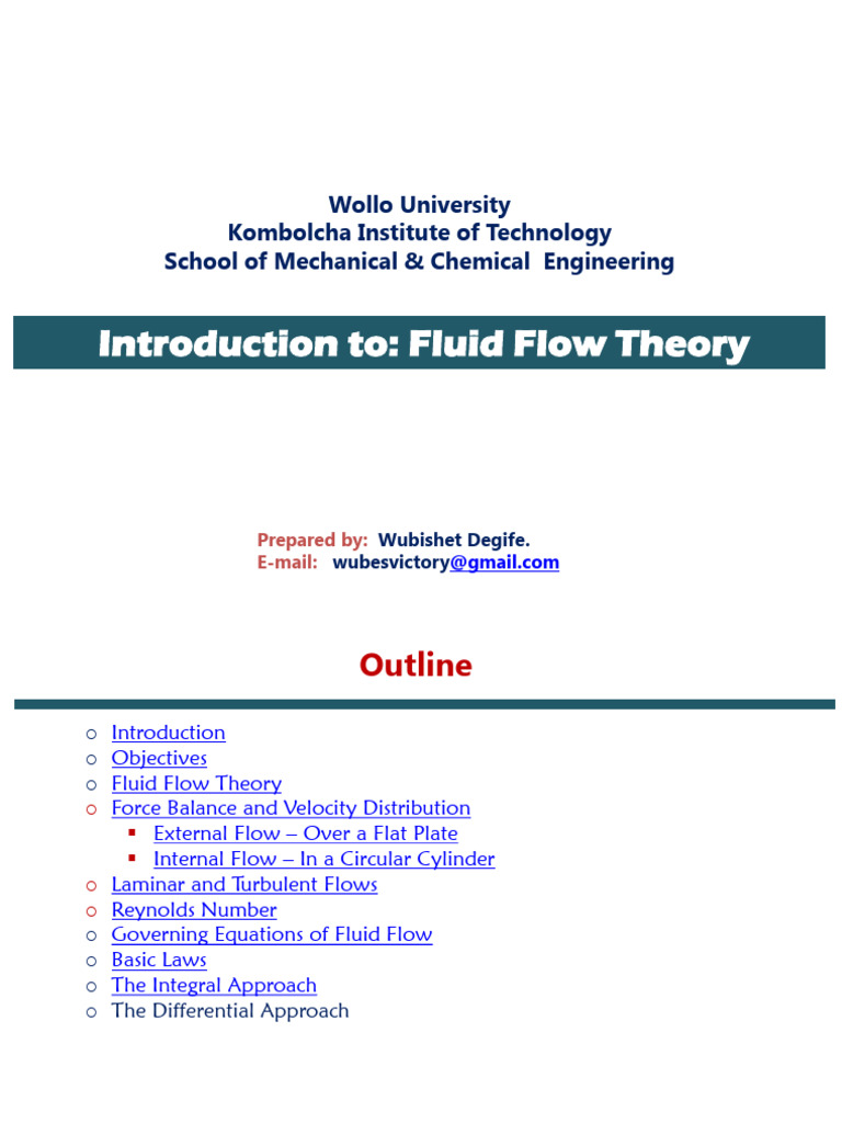 Fluid Flow Theory Overview | PDF | Reynolds Number | Laminar Flow