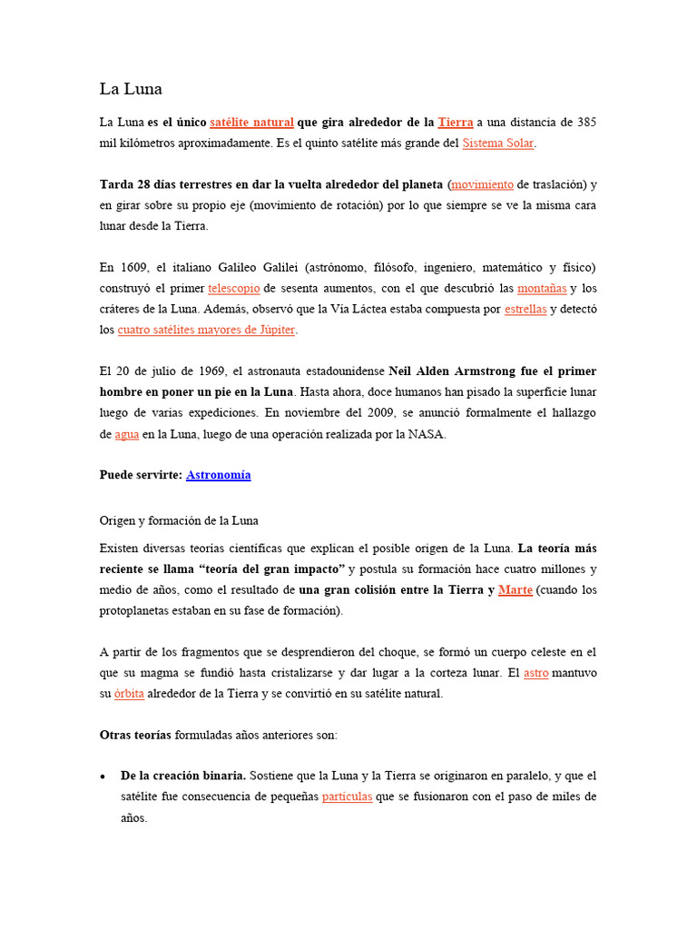 Características y Fases de la Luna | PDF | Luna | Tierra