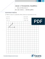 Algebra e Geometria Analitica - Lista - 01 - Facens