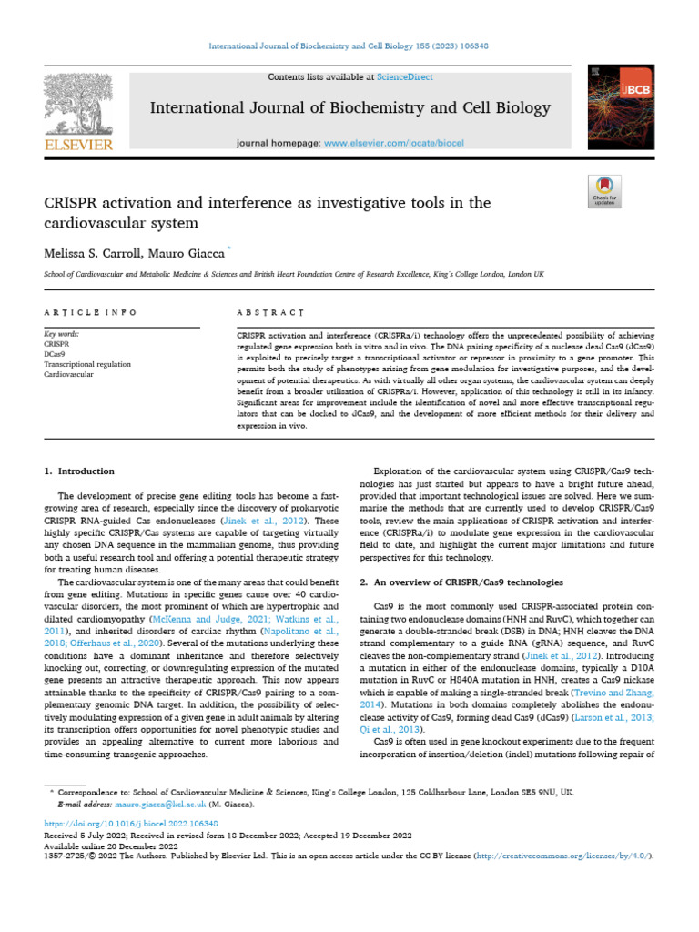 CRISPR Activation and Interference As Investigative Tools | PDF ...