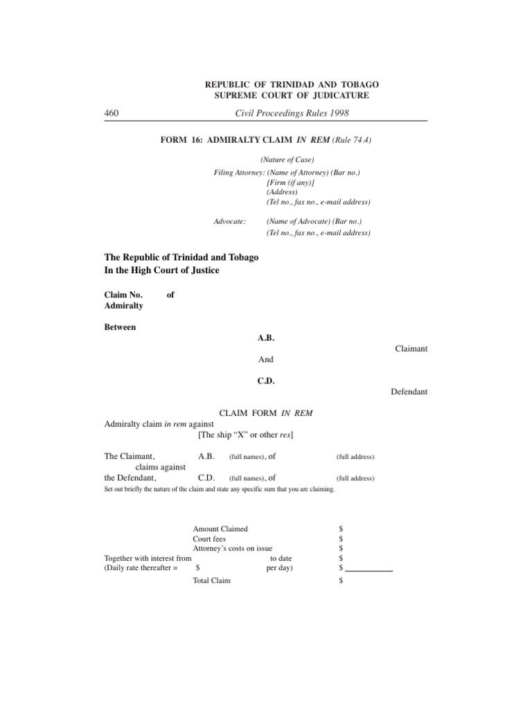 Form 16 PDF In Rem Jurisdiction Civil Law Law)