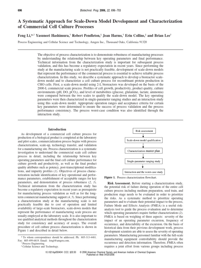 A Systematic Approach For Scale-Down Model Development and ...