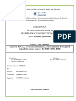 Emission de CO2, Croissance Économique, Consommation d’Énergie Et Importation Dans Les Pays Du BRIC (1992-2014)