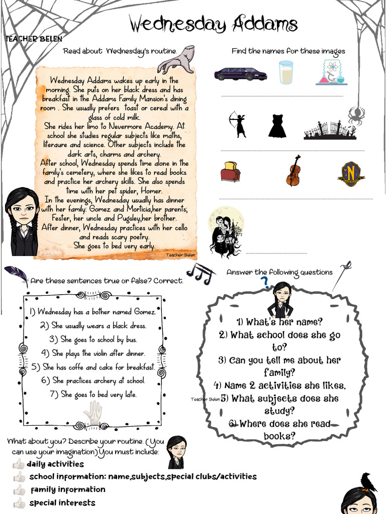 Wednesday Addams' Daily Routine | PDF