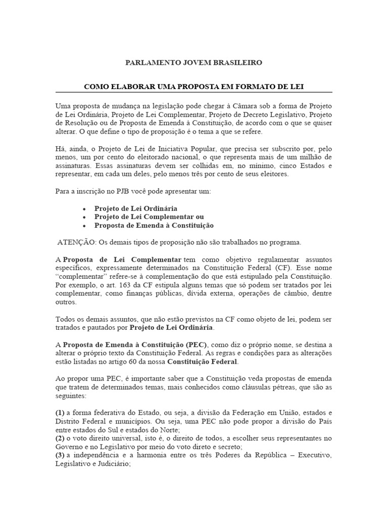 Como Elaborar um Projeto de Lei | PDF | Emenda Constitucional ...