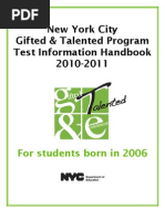 2010-2011 NYC Gifted & Tallented Test For Birth Year 2006