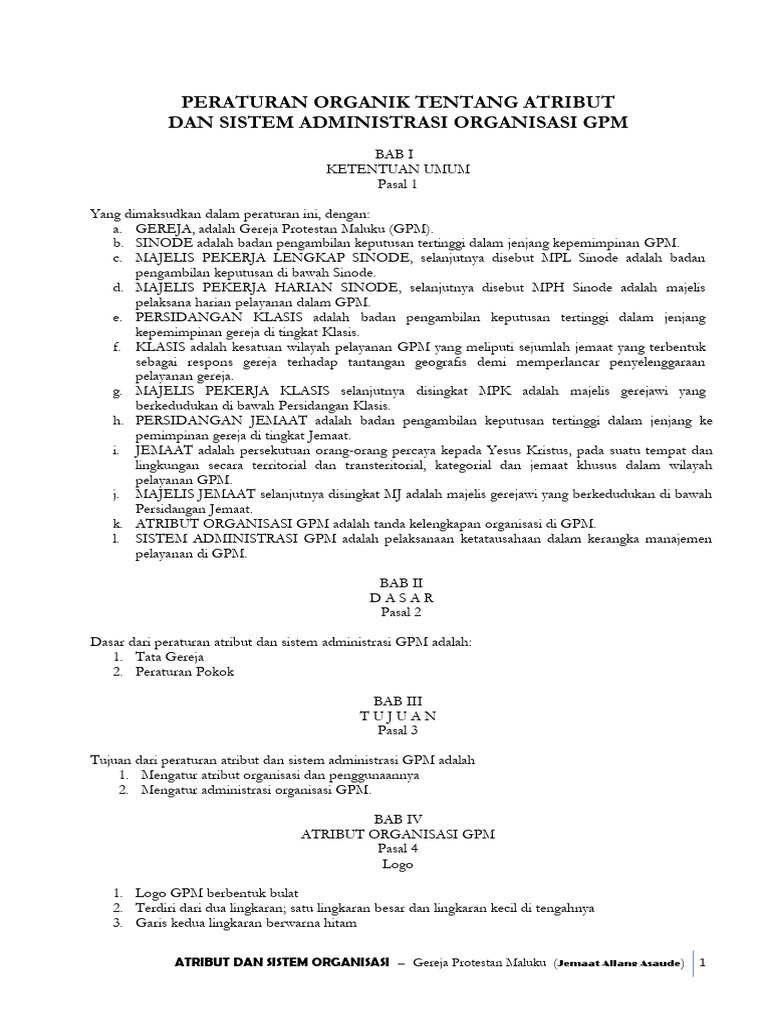 Peraturan Atribut dan Administrasi GPM | PDF