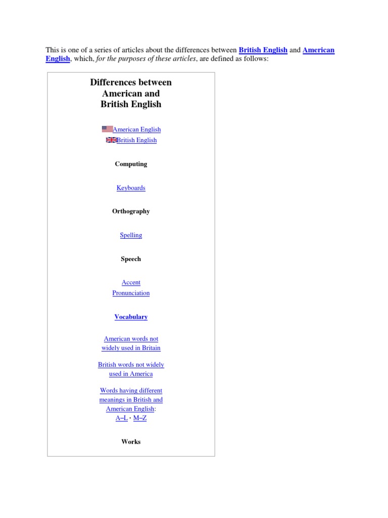 British vs American English Differences | PDF | Dialect | English Language