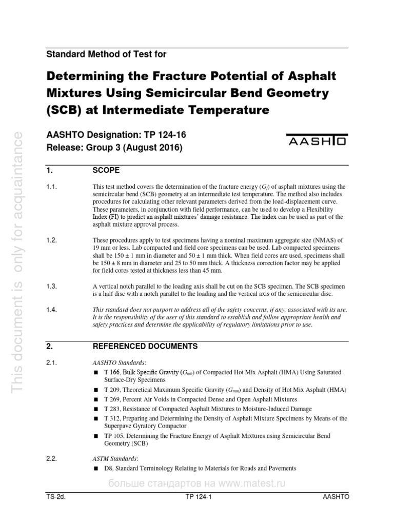 AASHTO TP 124: SCB Test for Asphalt | PDF | Fracture Mechanics | Fracture