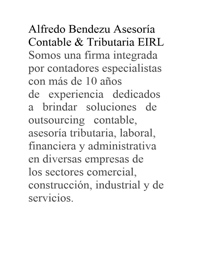 Asesoría Contable y Tributaria EIRL | PDF | Contabilidad | normas ...