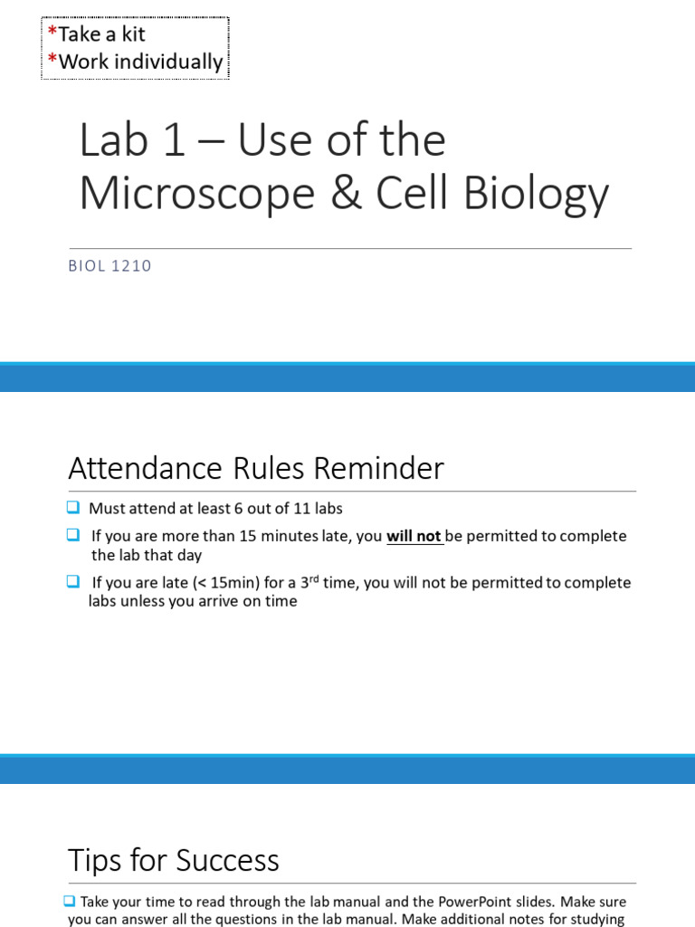 BIOL 1210 Lab 1 Cell Biology | PDF | Optics