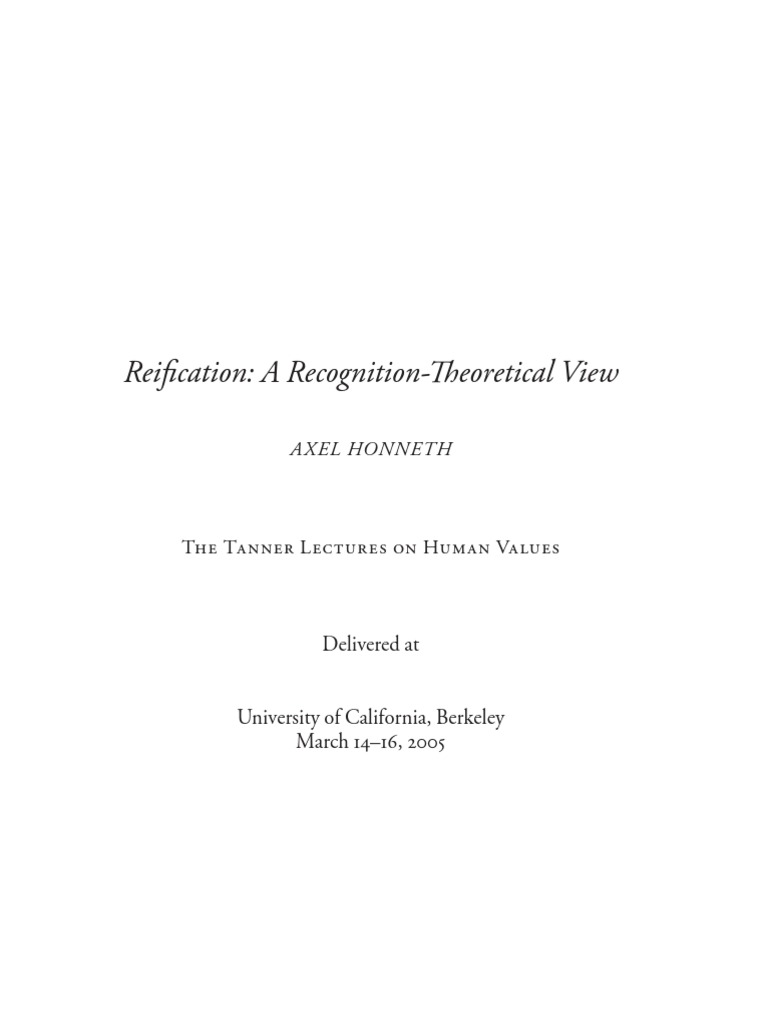 Reification A Recognition Theoretical View | PDF | Being And Time ...