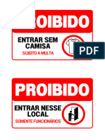 Placa de Aviso Proibido Entrar Sem Camisa Documento A4 Preto e Vermelho