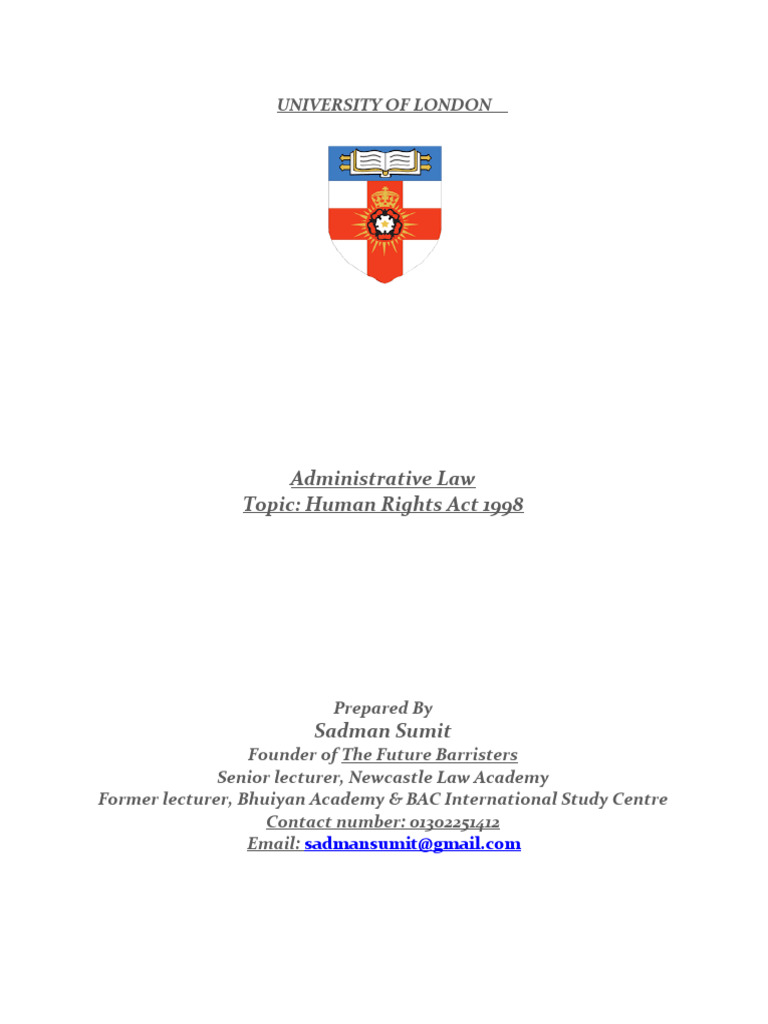 Human Rights Act 1998 Overview | PDF | European Convention On Human ...