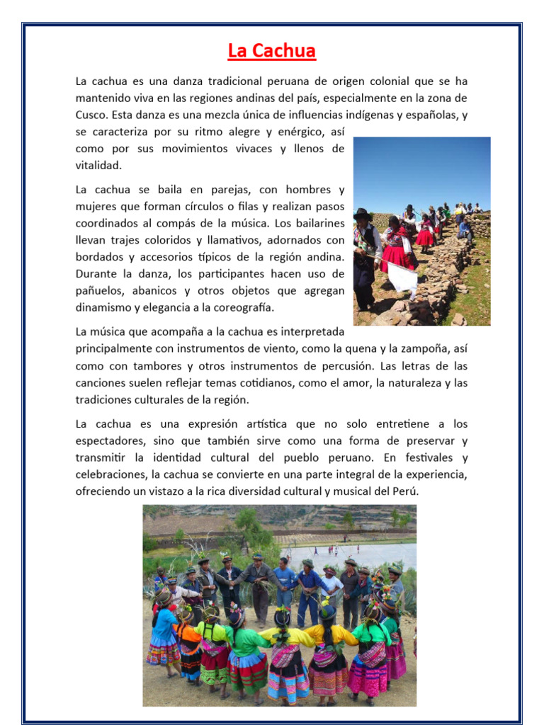 La Cachua: Danza Tradicional Peruana | PDF | Ciencias sociales | Arte