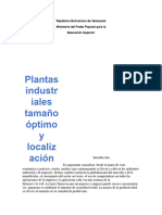 Plantas Industriales Tamaño Optimo y Localizacion