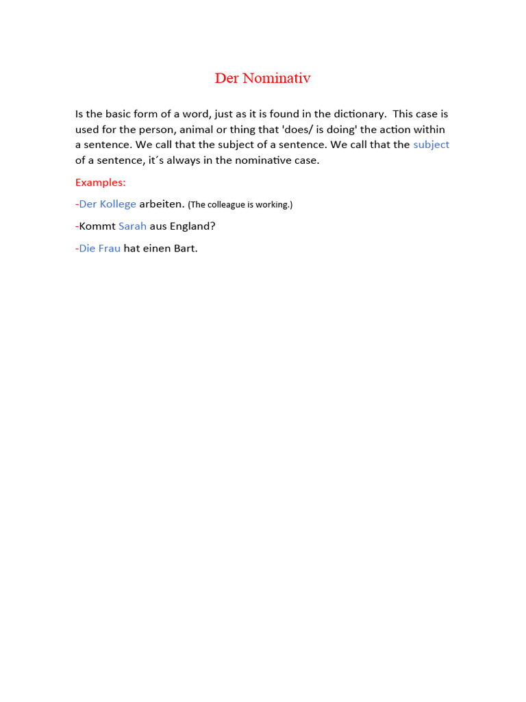Understanding the Nominative Case | PDF | Philosophy | Foreign Language ...