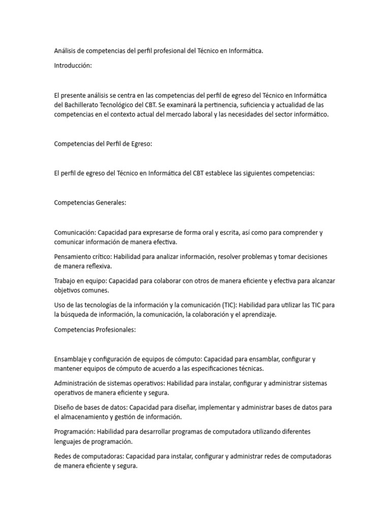 Análisis de Competencias Del Perfil Profesional Del Técnico en ...
