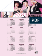 Calendario 2024 Black Pink Domingo