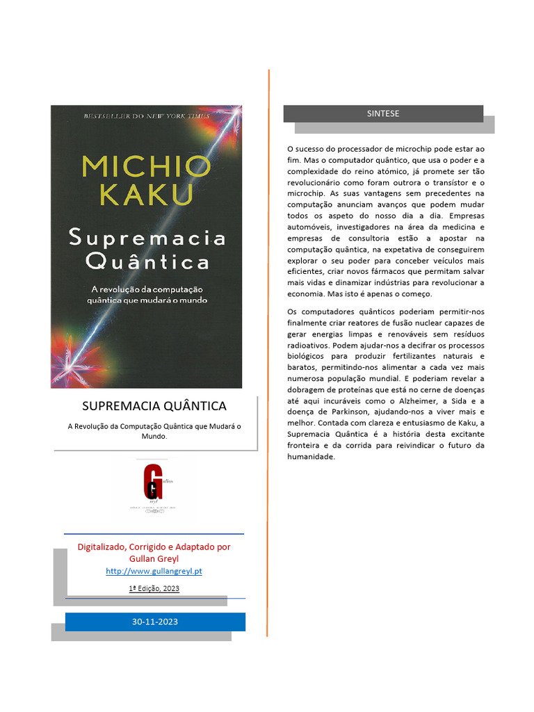 Supremacia Quântica - Michio Kaku | PDF | Computação Quântica | Átomos