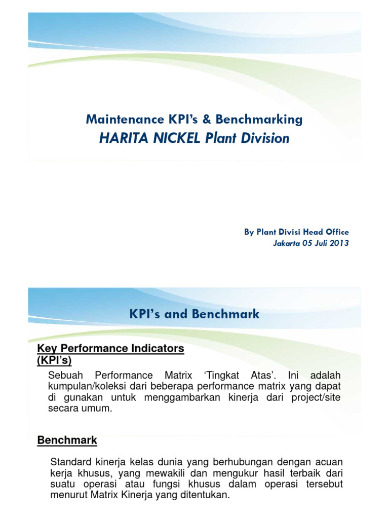KPI dan Benchmarking Pemeliharaan Plant | PDF