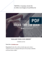 14.BOSQUEJO EXPOSITIVO 1 Corintios 14 26-40 Hágase Todo Con Orden Las Lenguas, Los Profetas, Las Mujeres