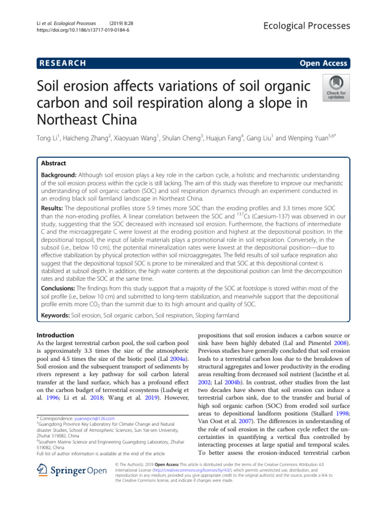 Soil Erosion's Impact on Carbon Dynamics | PDF | Soil | Carbon Cycle