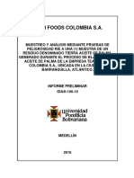 TIERRAS ACEITE DE PALMA Informe Preliminar de Resultados GIA3I-106-16 - Team Foods Colombia S.A....