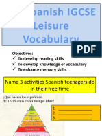 CIE Spanish IGCSE - Leisure Vocabulary 