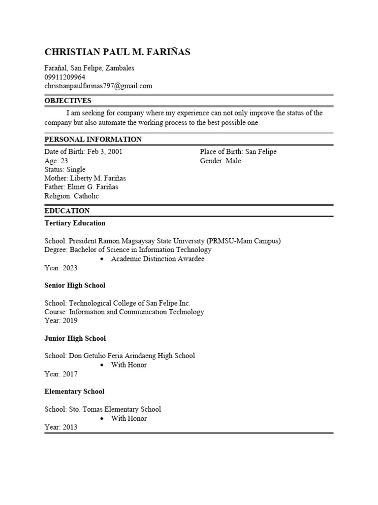 Christian Resume | PDF | Wellness