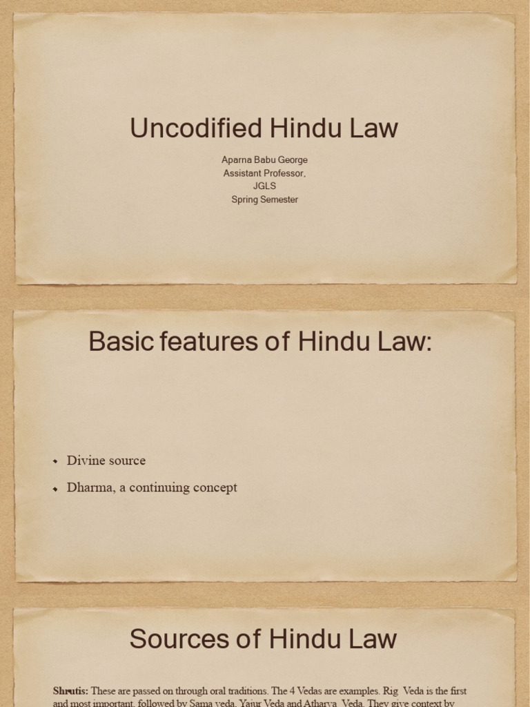 Uncodifed Hindu Law New | PDF | Vedas | Intestacy