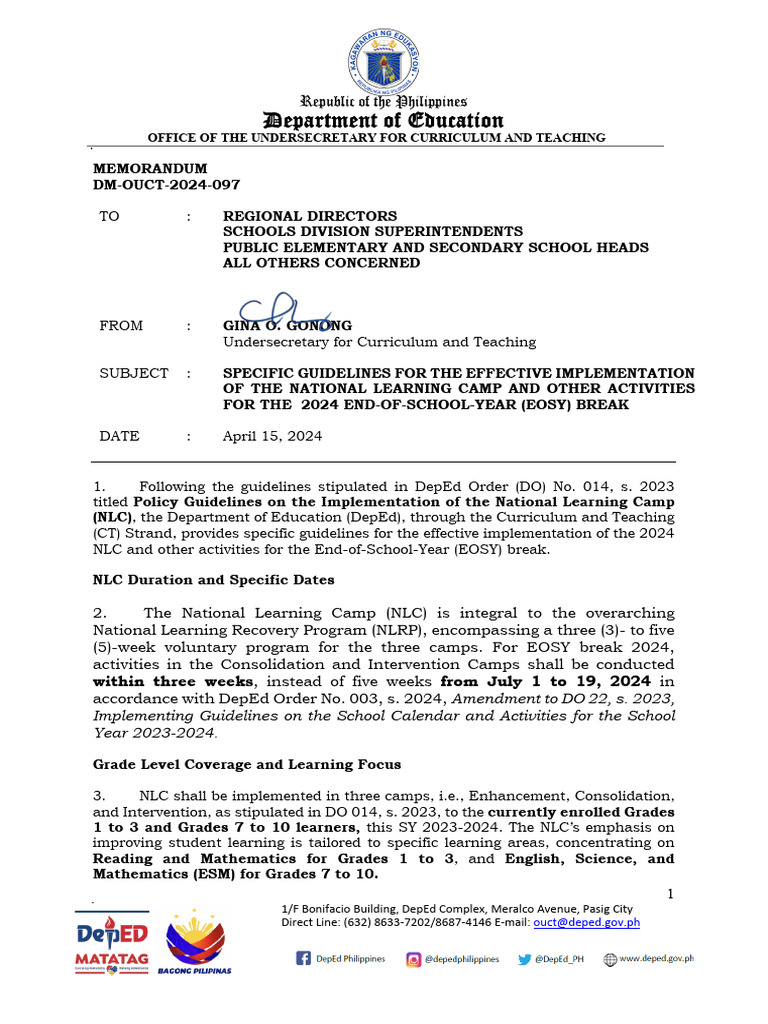 Specific Guidelines On Effective Implementation 0f NLC 2024 Download