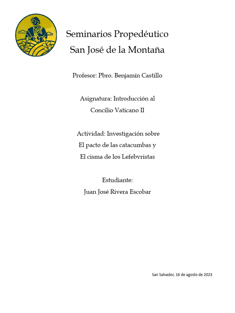 El Pacto de Las Catacumbas PDF Iglesia Católica Concilio Vaticano II