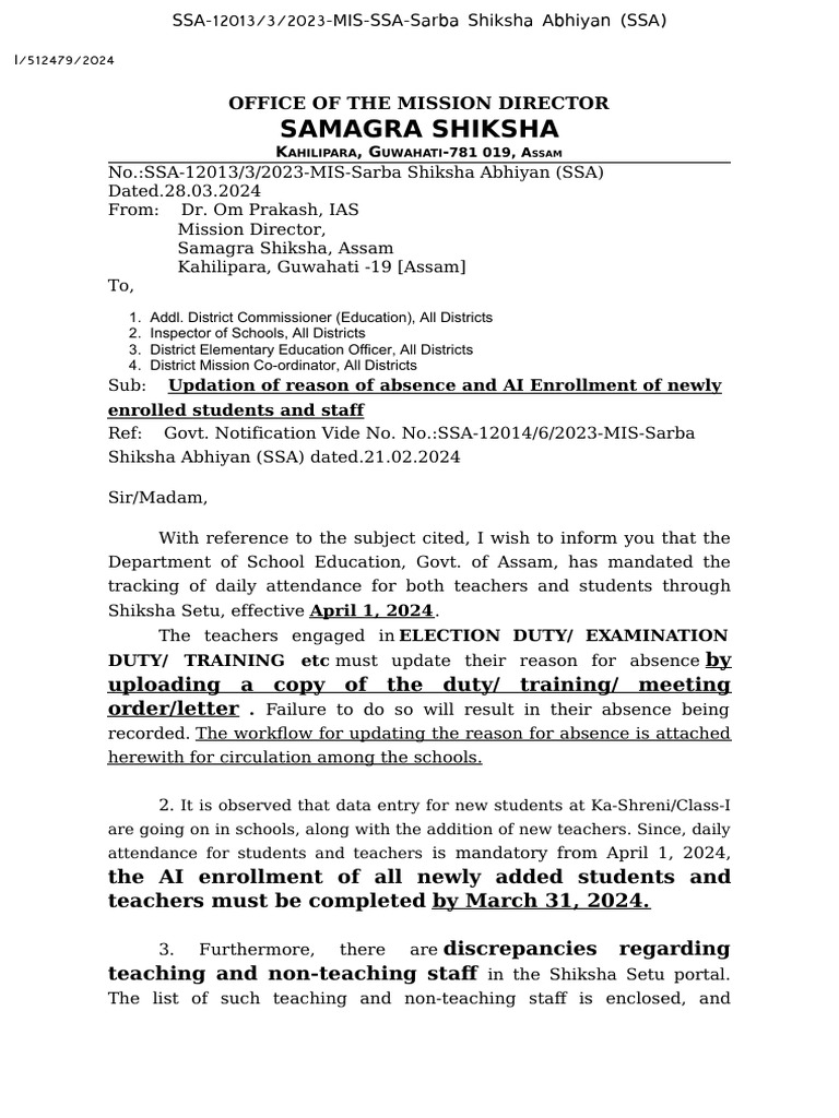 Letter Update OD Reason Correction | PDF