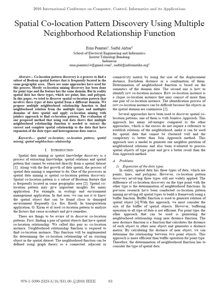 Co-Location Spatial Mining | PDF | Spatial Analysis | Function ...