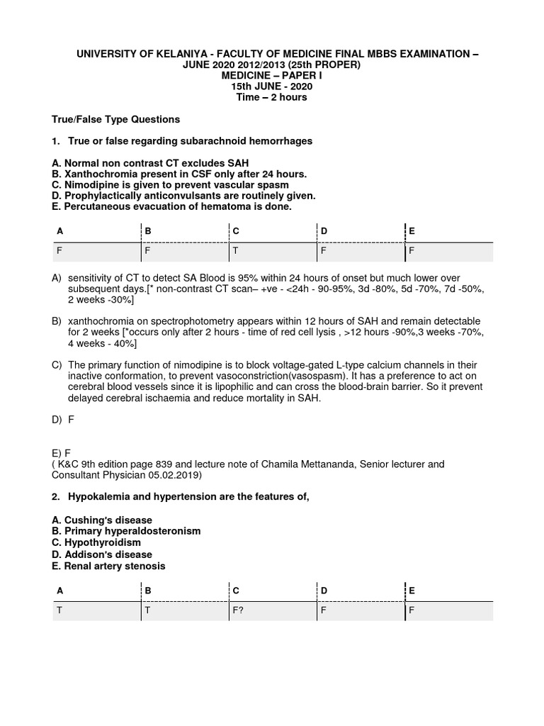 Final MBBS 2020 March Medicine Review Kelaniya | PDF | Medicine ...
