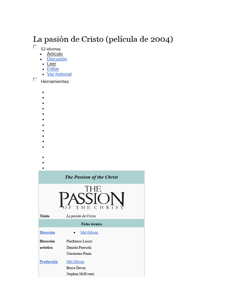 La Pasión de Cristo: Resumen y Reparto | PDF | Jesús | Crucifixion de jesus