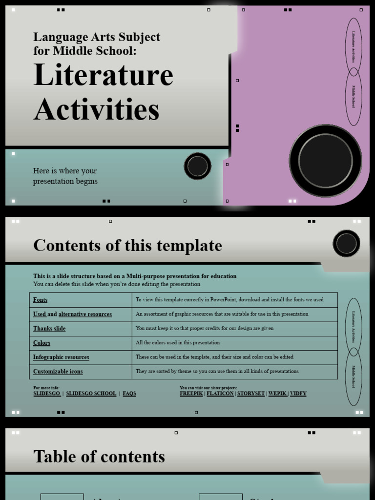 Language Arts Subject For Middle School - Literature Activities by ...