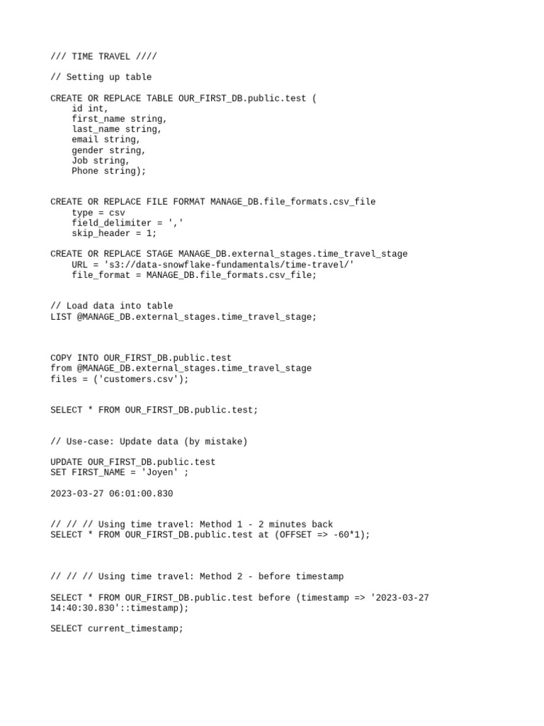 Snowflake Time Travel Data Management | PDF | Computers | Technology ...