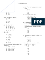 F.3 Mathematics MC