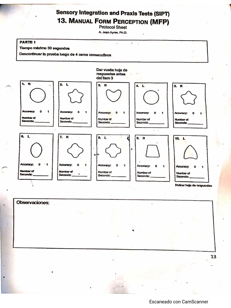 pruebas sipt tactiles | PDF