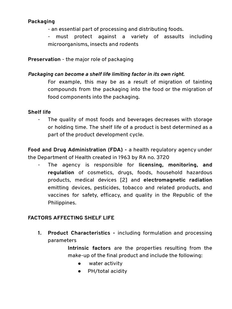 Factors Influencing Food Packaging and Shelf Life | PDF | Shelf Life ...