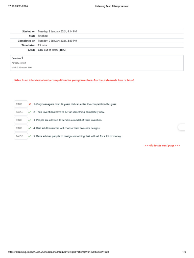 Listening Test - Attempt Review | PDF | Invention