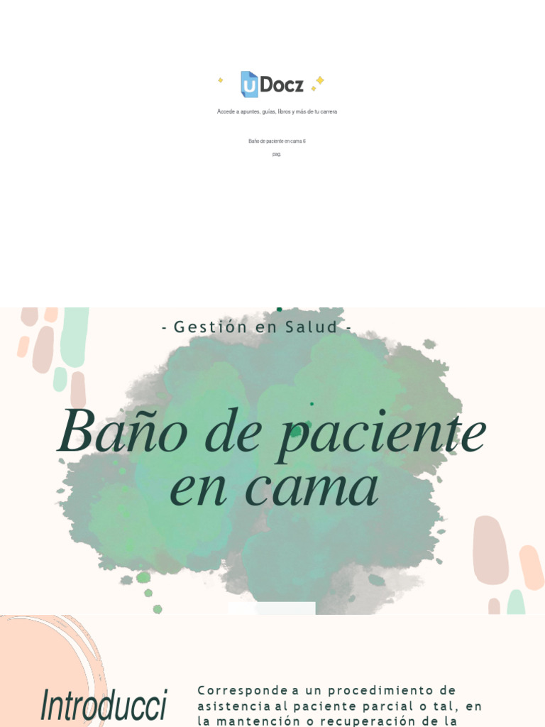 Baño de Paciente en Cama: Guía Práctica | PDF | Salud y bienestar