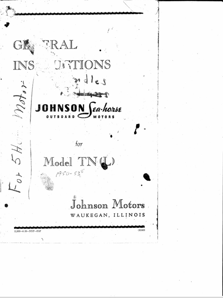 Johnson 1950 1951 5HP TN25 TN26 Owner | PDF